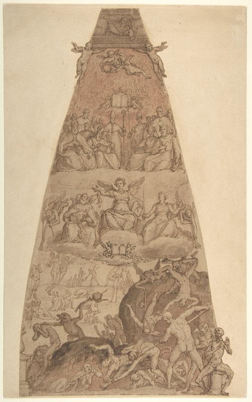 Federico Zuccaro--Scene from the Last Judgment, Study for the Fresco Decoration