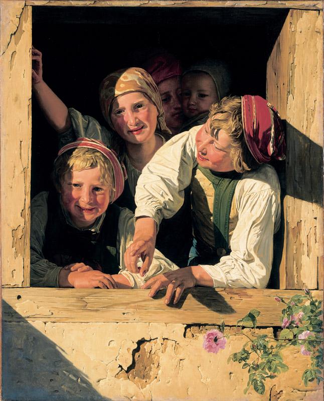 Ferdinand Georg Waldmuller - Children at the Window, 1853