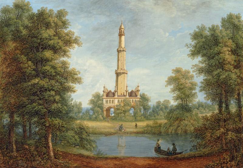 Ferdinand Runk - The Turkish Tower in the Park at Eisgrub, c. 1822