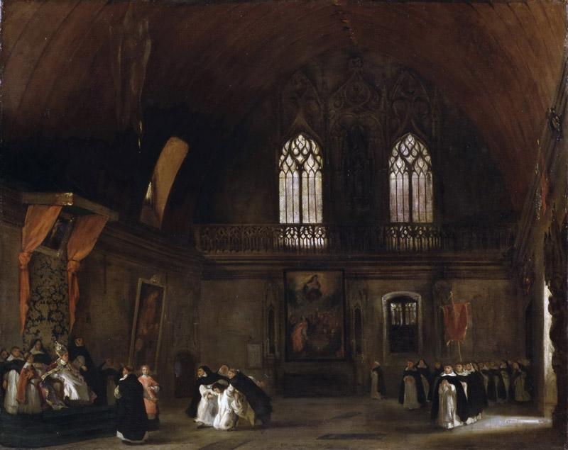 Ferdinand-Victor-Eugene Delacroix, French, 1798-1863 -- Interior of a Dominican Convent in Madrid