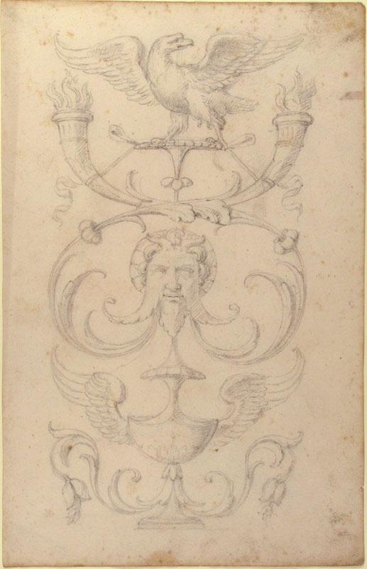 Filippo Cretoni--Drawing of a Grotesque after a 16th-century Decorative Relief4