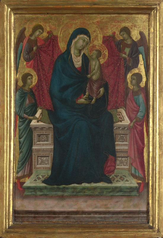 Follower of Duccio - The Virgin and Child with Four Angels