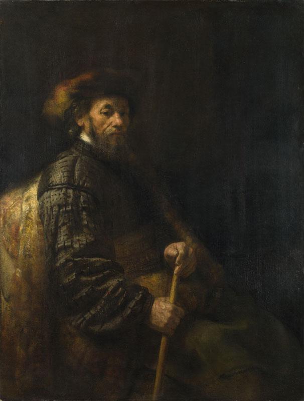 Follower of Rembrandt - A Seated Man with a Stick