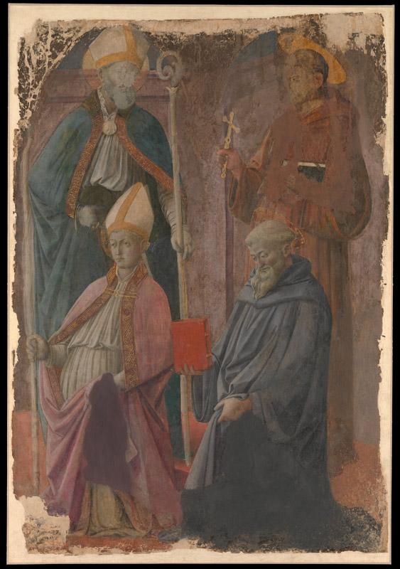 Fra Filippo Lippi--Saints Augustine and Francis, a Bishop Saint, and Saint Benedict