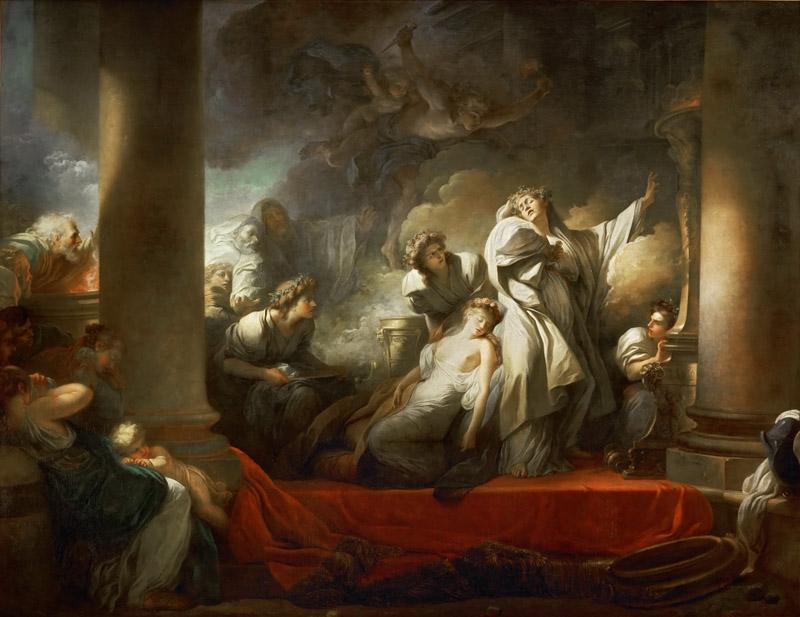 Fragonard, Jean-Honore -- Le grand pretre Coresus se sacrifie pour sauver Callirhoe
