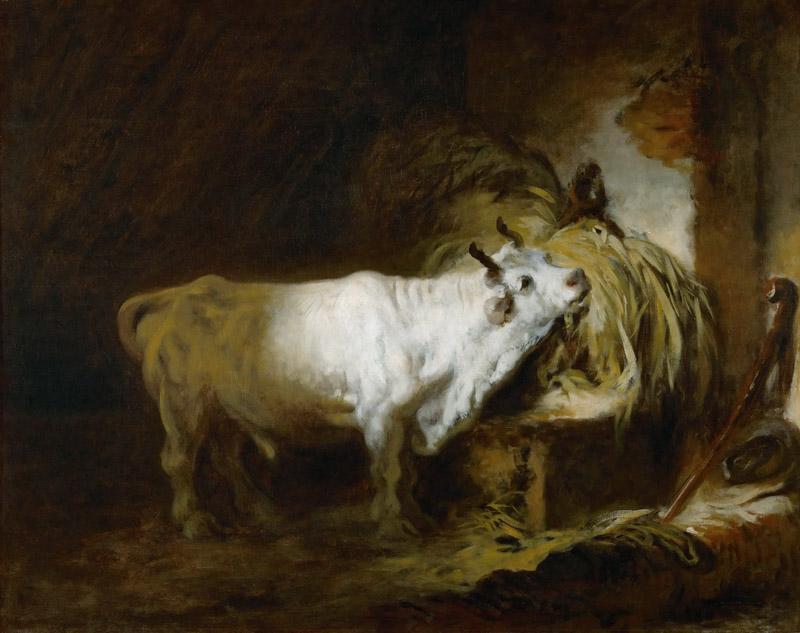 Fragonard, Jean-Honore -- Le toreau blanc a l etable-the white bull in the stable