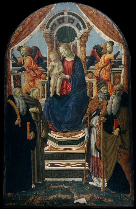 Francesco Botticini--Madonna and Child Enthroned with Saints and Angels