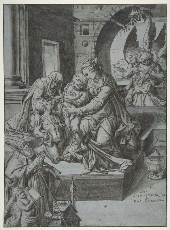 Francesco Pinna--The Virgin and Child with the Infant Baptist, Saint Elizabeth