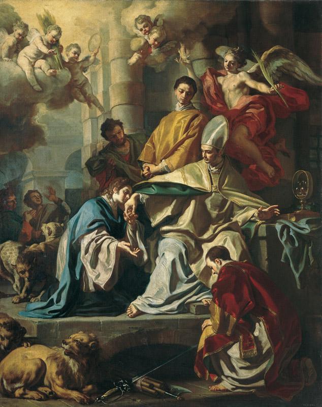 Francesco Solimena - St Januarius in a Dungeon Visited by SS Proculus and Sosius, 1729-31