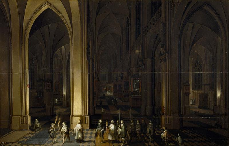 Francken, Frans II Neefs, Pieter I-El viatico en el interior de una iglesia-51 cm x 80 cm