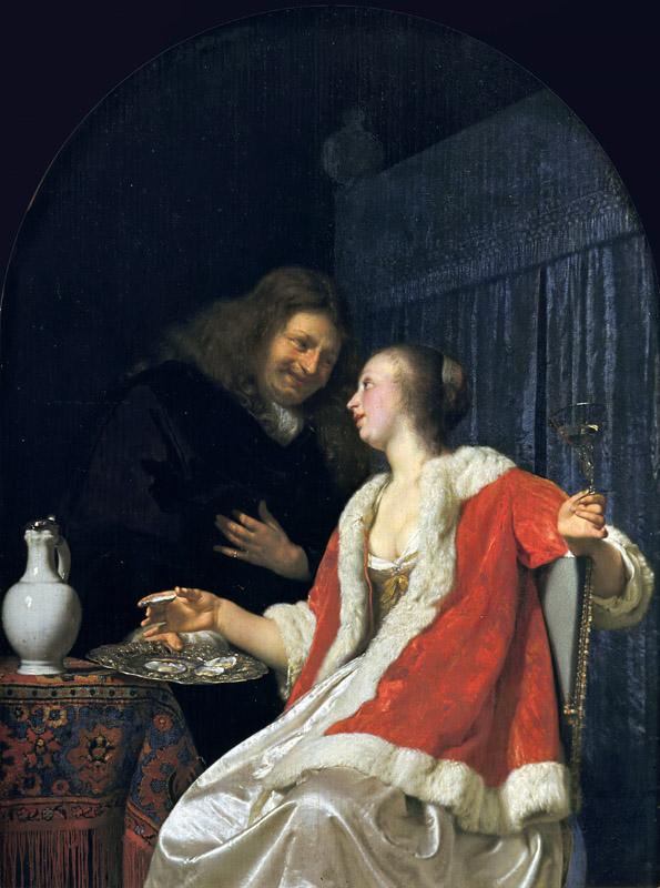 Frans van Mieris the Elder - Man and Woman Eating Oysters