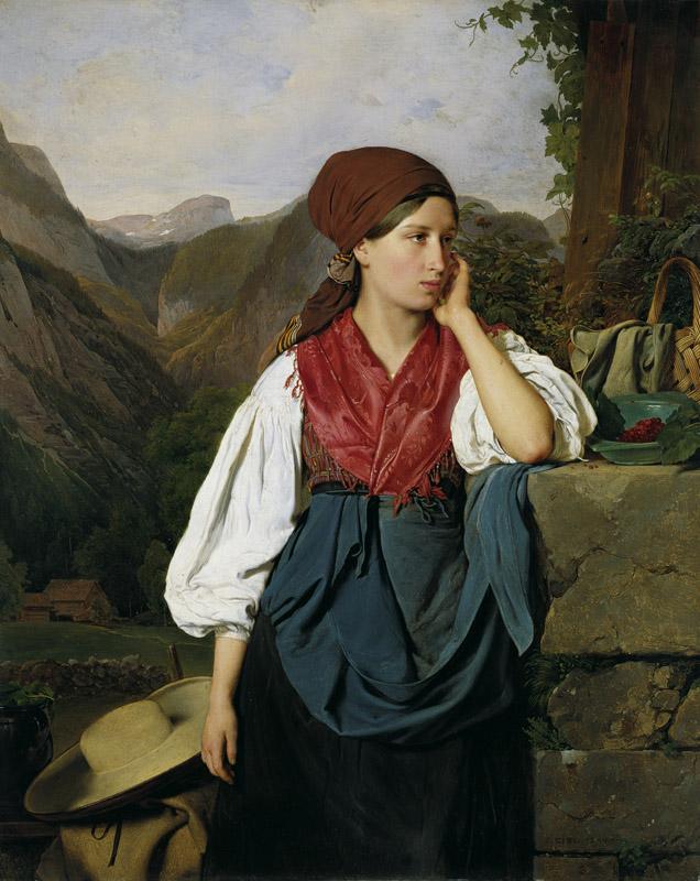 Franz Eybl - Berry Picker before a Mountain, 1844