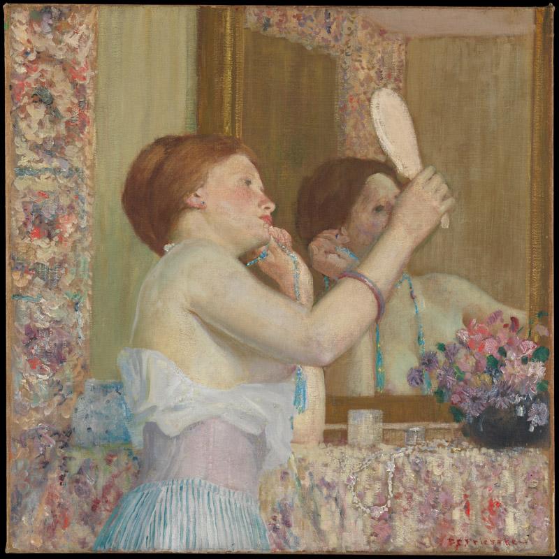Frederick Carl Frieseke--Woman with a Mirror (Femme qui se mire)