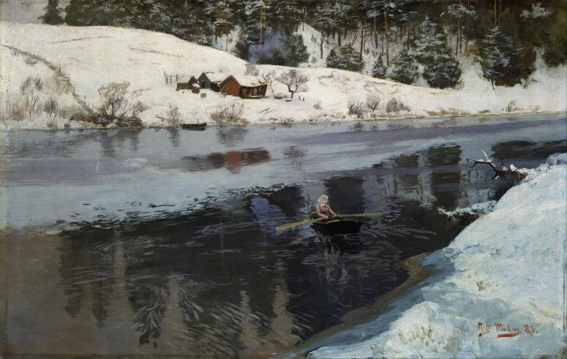 Frits Thaulow - Winter at the River Simoa