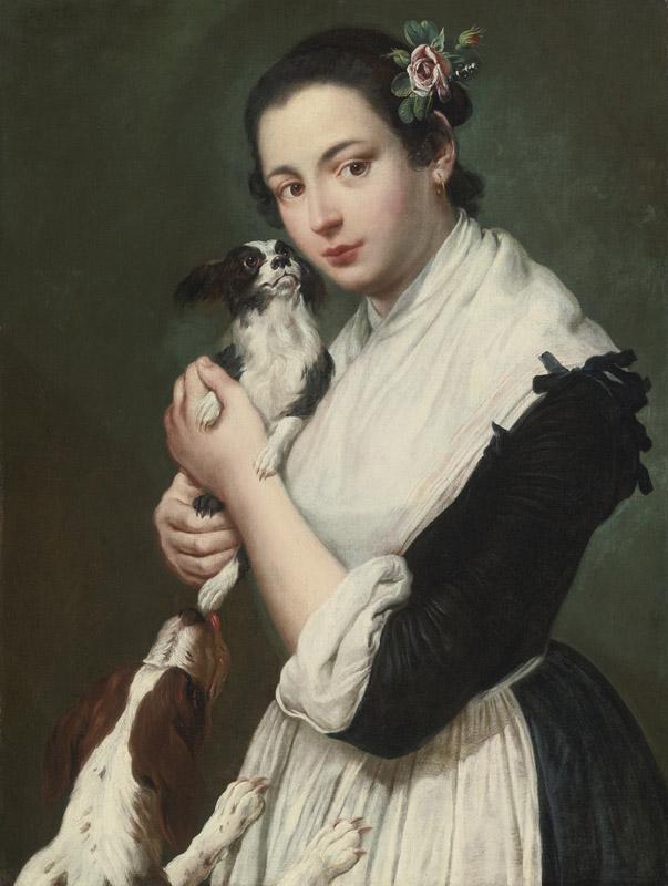 GIACOMO CERUTI-A YOUNG LADY WITH TWO DOGS
