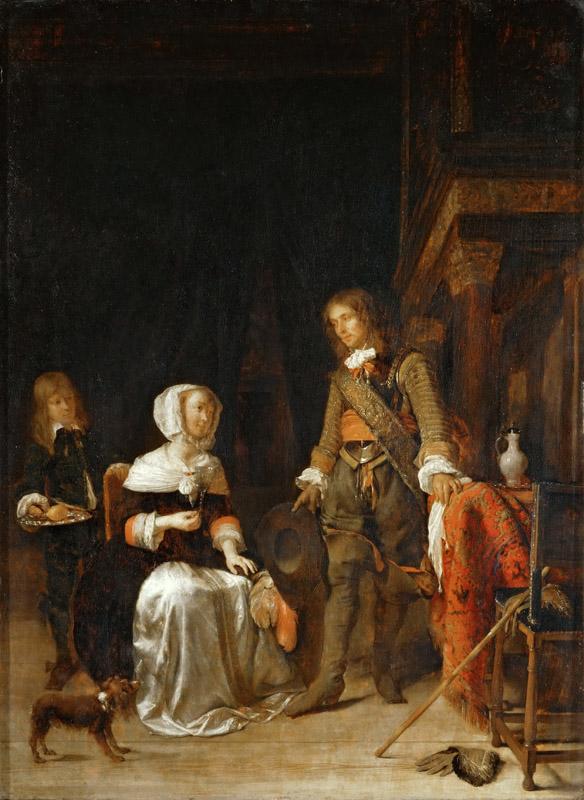 Gabriel Metsu -- Young Woman with a Military Visitor