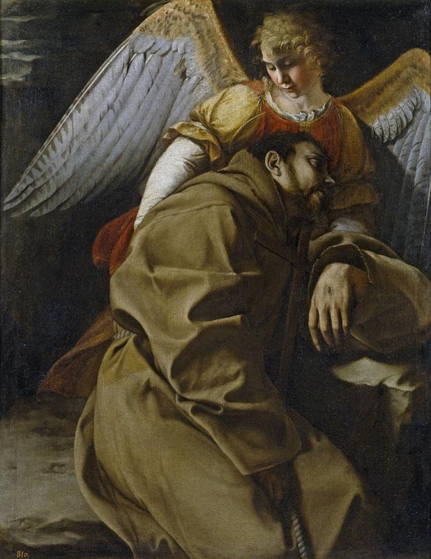 Gentileschi, Orazio Lomi de-San Francisco sostenido por un angel-126 cm x 98 cm