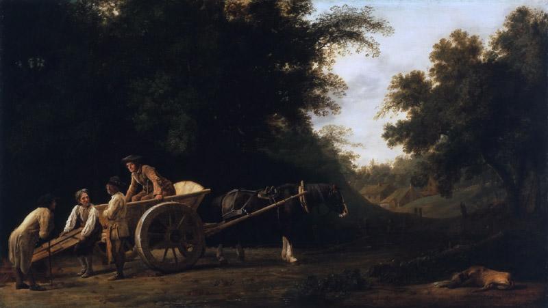 George Stubbs, English, 1724-1806 -- Laborers Loading a Brick Cart