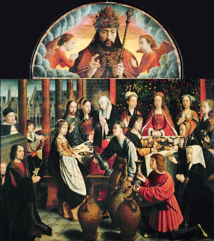 Gerard David -- The Wedding at Cana, God the Father Giving His Blessing