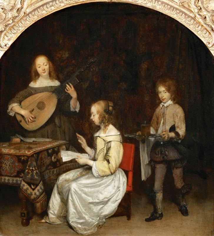 Gerard Terborch II -- The concert- singer and theorbe lute player