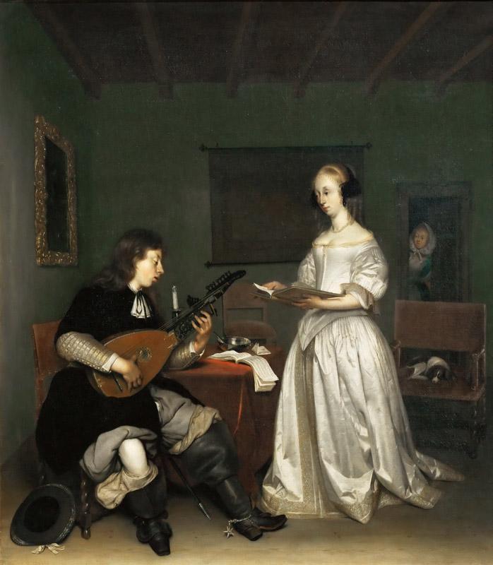 Gerard Terborch II -- The duo-singer and theorbe-lute player