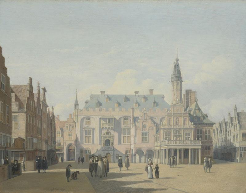 Gerrit Berckheyde - The Market Place and Town Hall, Haarlem