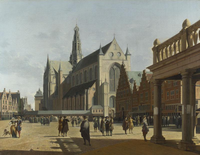 Gerrit Berckheyde - The Market Place and the Grote Kerk at Haarlem