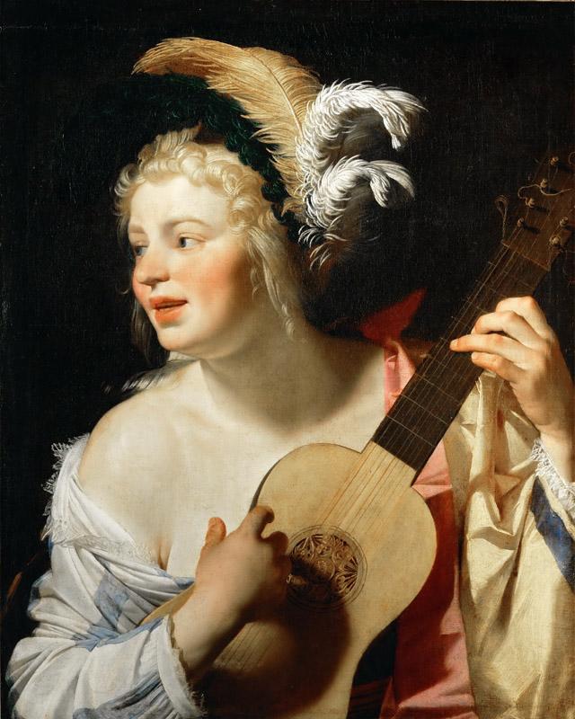 Gerrit van Honthorst (1590-1656) -- Woman Playing the Guitar
