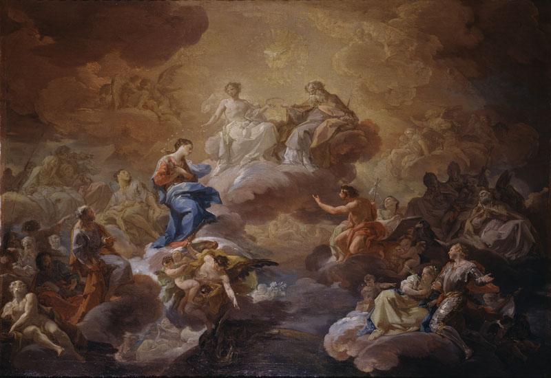 Giaquinto, Corrado-La Santisima Trinidad, la Virgen y santos-99 cm x 138 cm