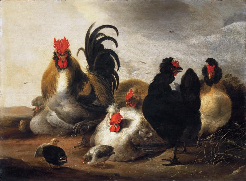 Gijsbert Gillisz Hondecoeter - Cock and Hens in a Landscape2