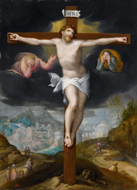 Gillis Mostaert -- Christ on the Cross between two angels