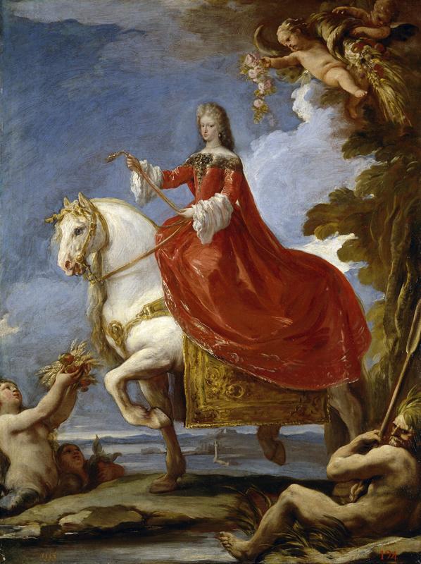 Giordano, Luca - Mariana de Neoburgo, reina de Espana, a caballo, 1693-94