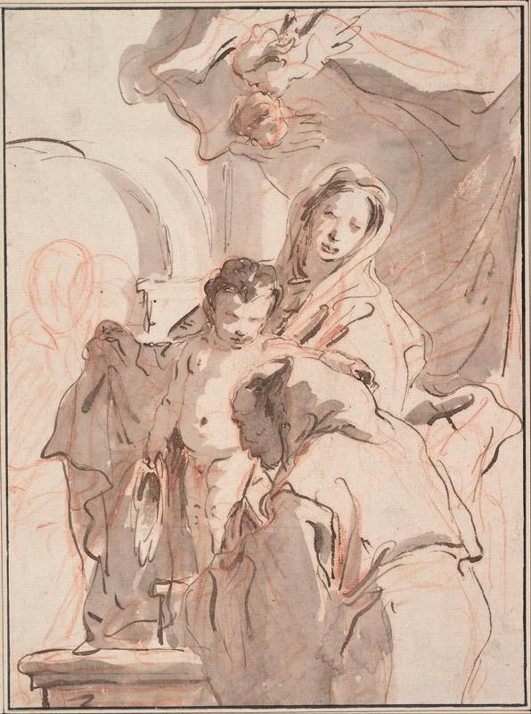 Giovanni Battista Tiepolo (1696-1770)-Madonna and Child with Sai