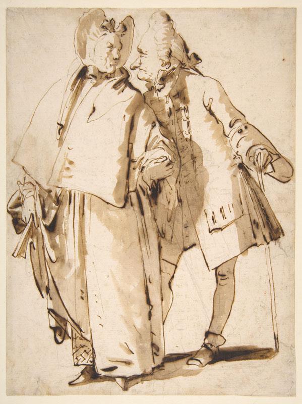 Giovanni Battista Tiepolo--Caricature An Elderly Couple