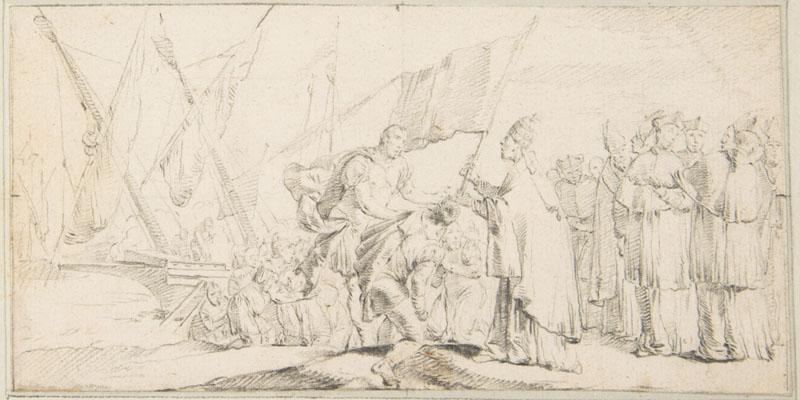 Giovanni Battista Tiepolo--Illustration for a Book Pope Handing a Banner to a Crusader