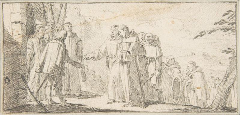 Giovanni Battista Tiepolo--Illustration for a Book Reception of Monks at a City Gate
