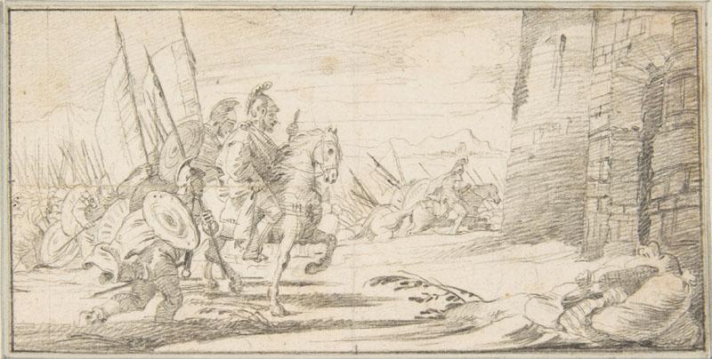 Giovanni Battista Tiepolo--Illustration for a Book Troops Advancing toward a City Gate