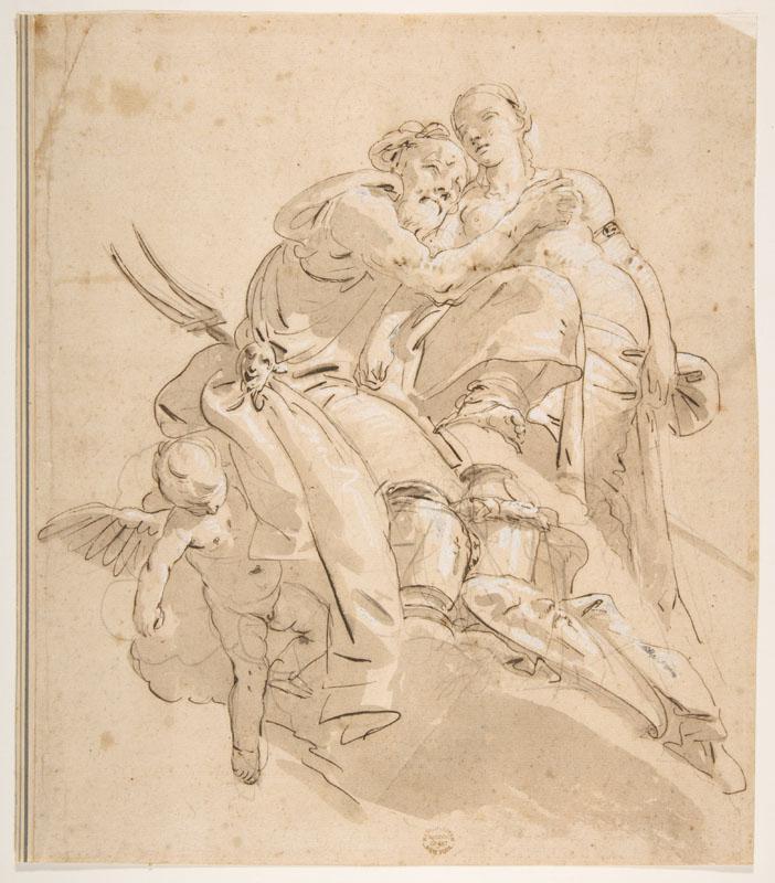 Giovanni Battista Tiepolo--Marine Deity with Attendant Female Figure