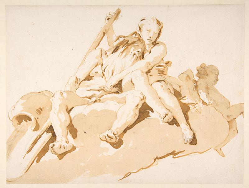 Giovanni Battista Tiepolo--Seated River God, Nymph