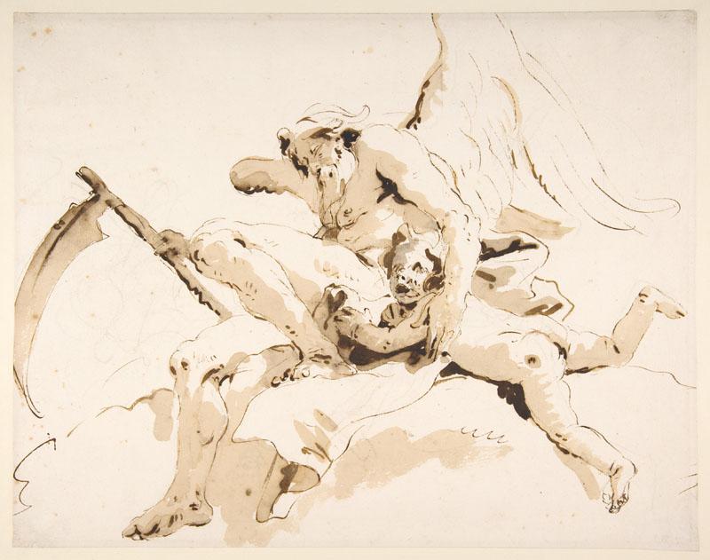 Giovanni Battista Tiepolo--Time Seated, Clutching a Putto