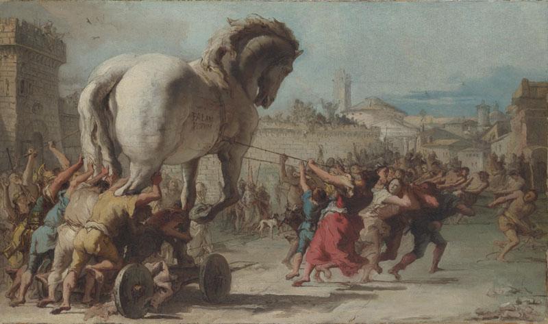 Giovanni Domenico Tiepolo - The Procession of the Trojan Horse into Troy