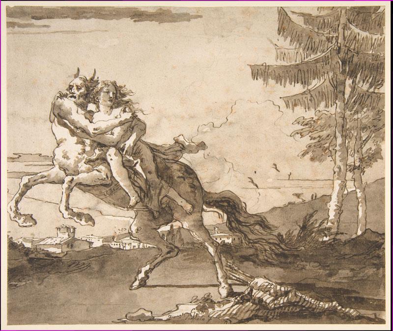 Giovanni Domenico Tiepolo--A Centaur Abducting a Nymph