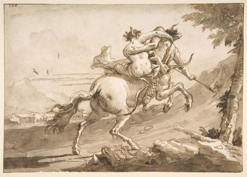 Giovanni Domenico Tiepolo--Back View of a Centaur Abducting a Satyress