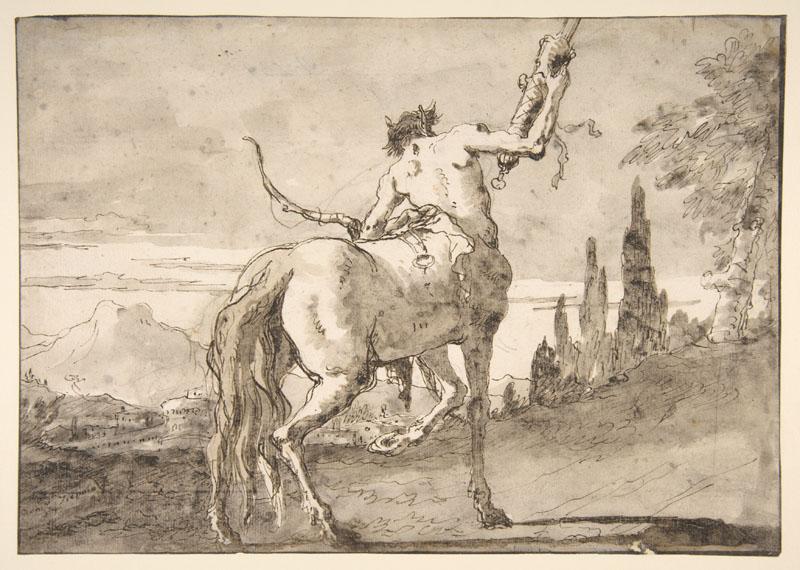 Giovanni Domenico Tiepolo--Centaur Holding Up a Quiver