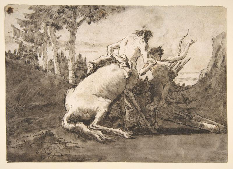 Giovanni Domenico Tiepolo--Centaur with a Young Satyr