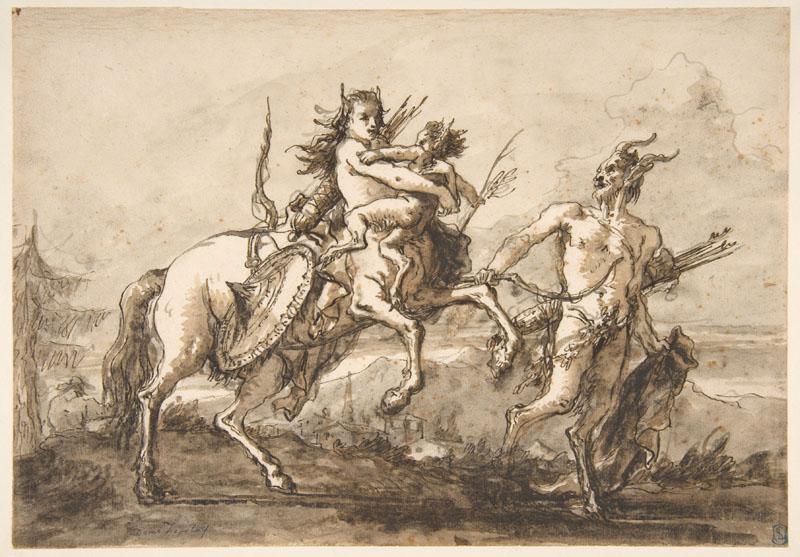 Giovanni Domenico Tiepolo--Satyr Leading a Centauress