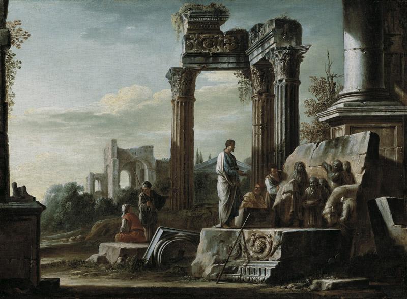 Giovanni Ghisolfi - Roman Ruins with the Three Columns of the Temple of Vespasian