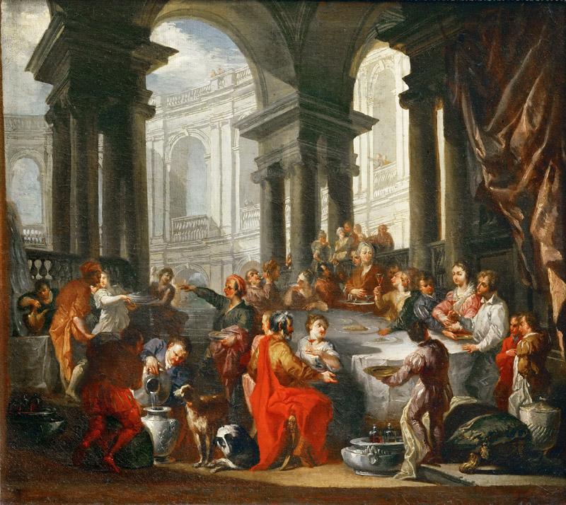 Giovanni Paolo Panini -- Feast under an Ionic portico
