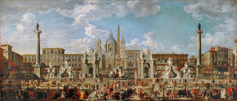Giovanni Paolo Panini -- Preparations for fireworks and decoration for the festival given