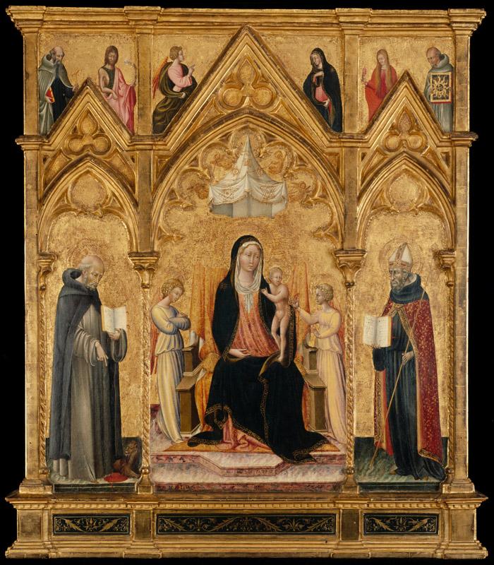 Giovanni di Paolo and Workshop - Madonna and Child Between Saints Jerome and Augustine, 1445-1450